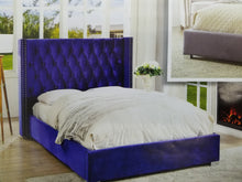 Load image into Gallery viewer, "BUP-862M"- Navy Blue Queen Upholstered Platform Bed