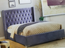 Load image into Gallery viewer, "BUP-862M"- Navy Blue Queen Upholstered Platform Bed
