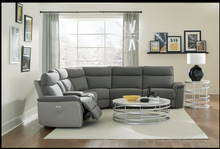 Load image into Gallery viewer, 6-PC Power Motion Sectional in Two-Tone Dark Gray Textured Fabric Upholstery.