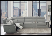 Load image into Gallery viewer, 6-PC Power Motion Sectional in Two-Tone Gray Textured Fabric Upholstery.