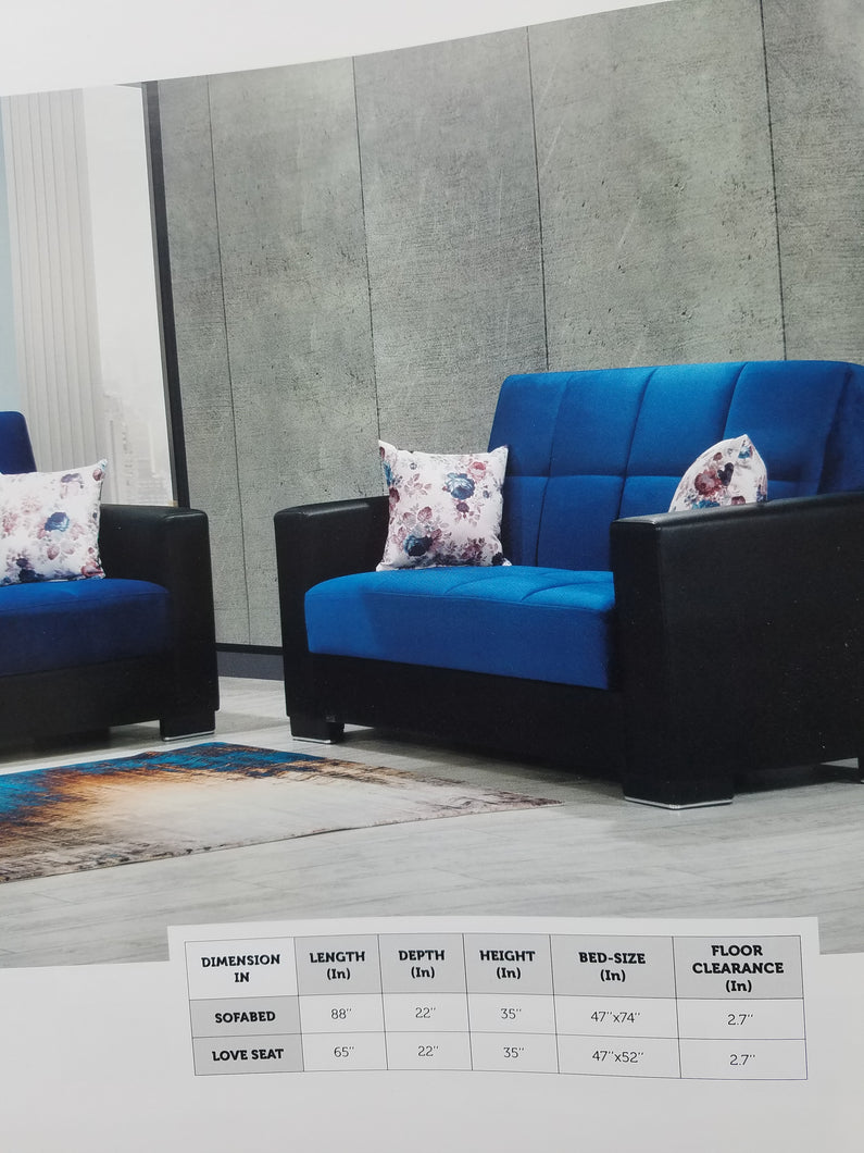 All-in-one 2 pc Sofa/Love seat storage sleeper