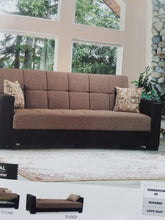 Load image into Gallery viewer, All-in-one 2 pc Sofa/Love seat storage sleeper