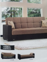 Load image into Gallery viewer, All-in-one 2 pc Sofa/Love seat storage sleeper