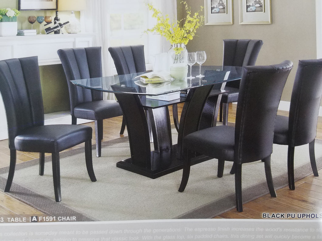 Sumptuous 7-pc Dining Set in glass and espresso finish wood at a great value