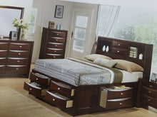 Load image into Gallery viewer, Spectacular Queen Storage Bed Set w/Bookcase Headboard in cappucino and black finish
