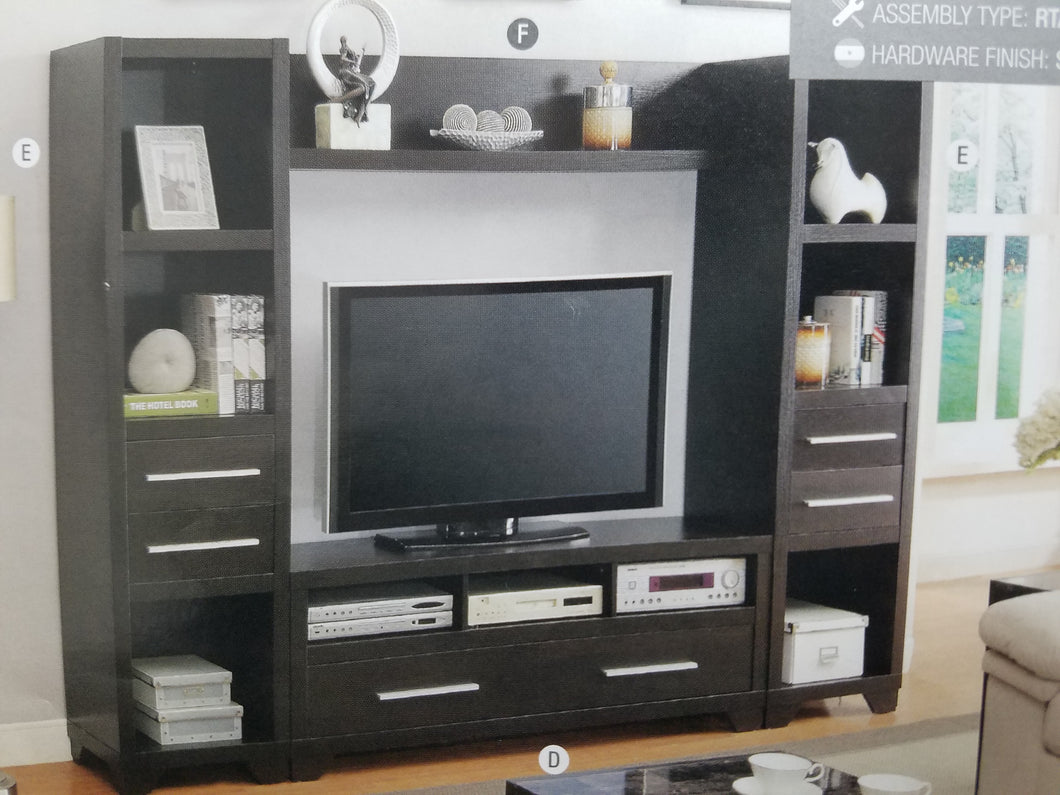 Ultra modern 4-pc Wall Unit in cappuccino