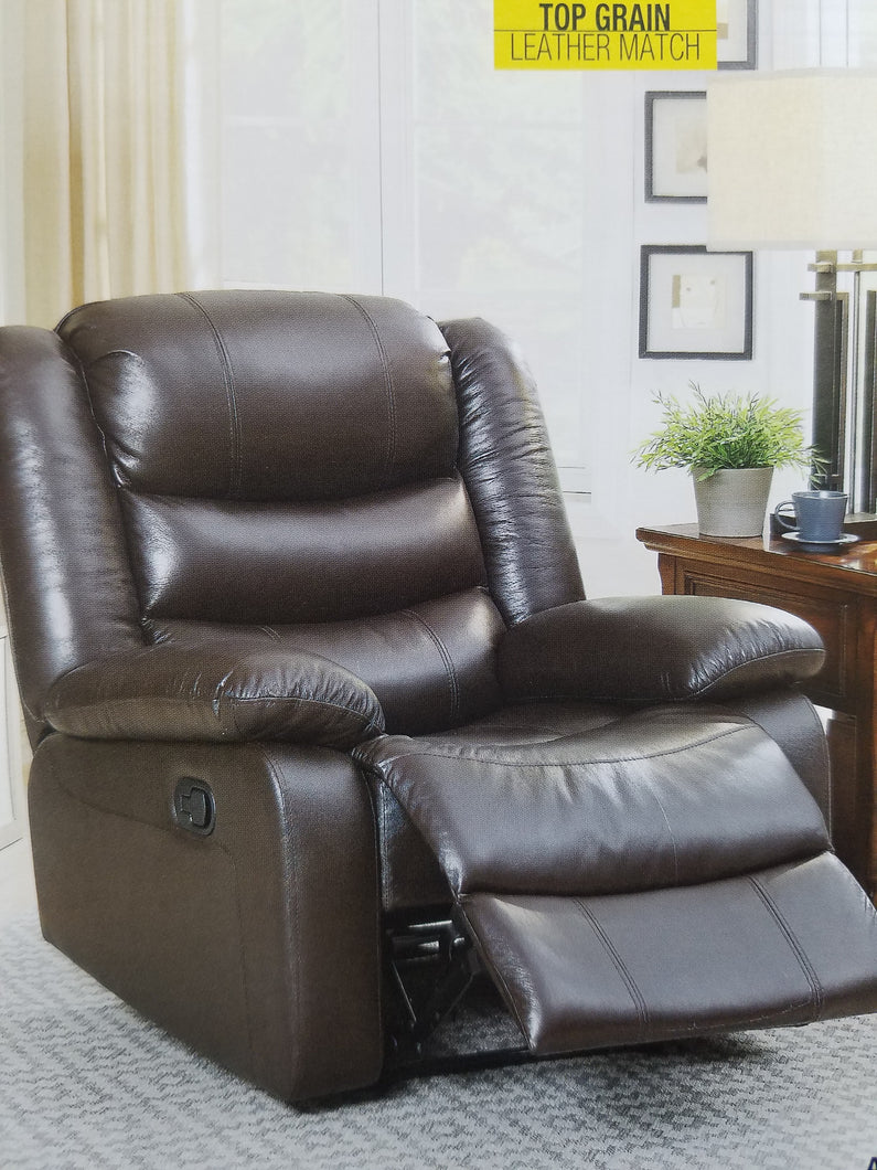 Espresso Top Grain Leather Match Recliner