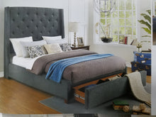 Load image into Gallery viewer, Dark Gray Queen Upholstered Bed in 100% polyester