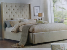 Load image into Gallery viewer, Beige Queen Upholstered Bed in 100% polyester 