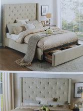 Load image into Gallery viewer, Beige Queen Upholstered Storage Bed in 100% polyester