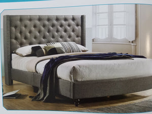 "G103"- Beige Fabric Queen Upholstered Bed