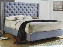 Load image into Gallery viewer, Lovely Blue Fabric Queen Upholstered Bed