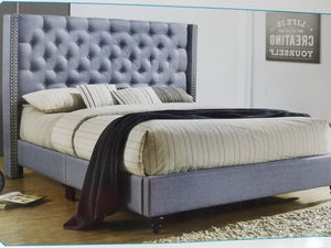 "G155"- Blue Fabric Queen Upholstered Bed