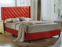 Load image into Gallery viewer, Vibrant Red Leatherette Queen Upholstered Bed