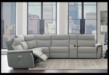 Load image into Gallery viewer, 6-PC Power Motion Sectional in Two-Tone Gray Textured Fabric Upholstery. 