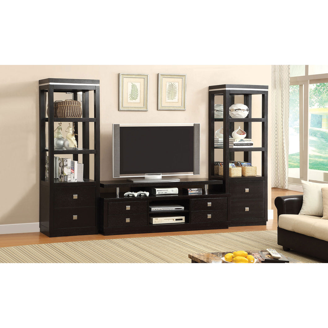 A classy 3-pc contemporary Wall Unit in black finish