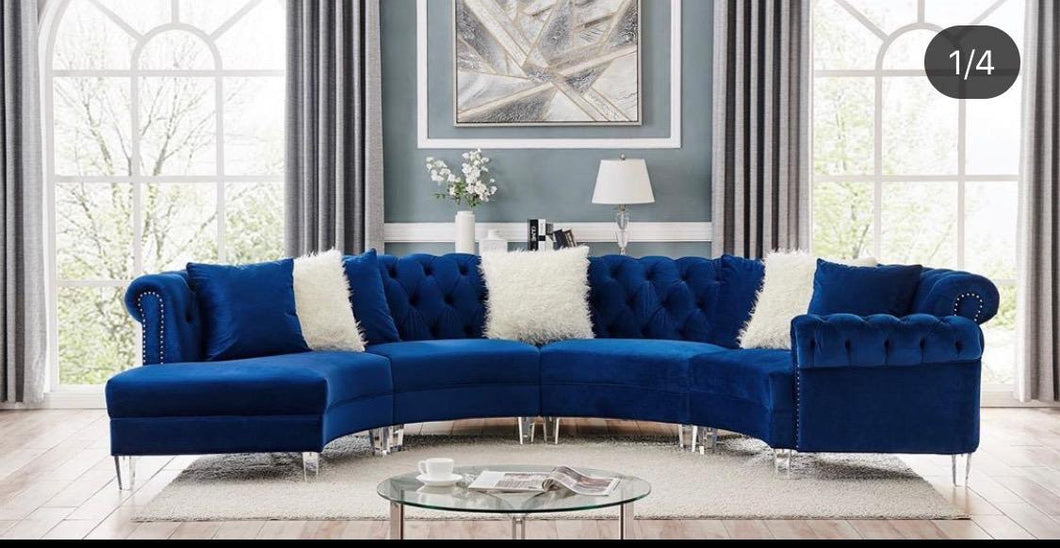 Amazing look, sophisticated Velvet tufted 4-pc Sectional