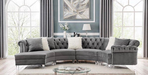Exceptional Velvet tufted 4-pc Sectional