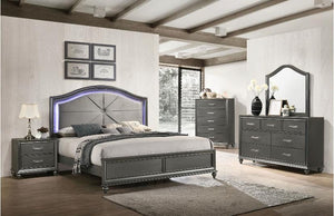 Fantastic 6PC Bedroom Set, in distinctive Pewter Color (an undertone Silver-Gray color).