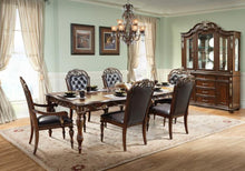 Load image into Gallery viewer, Large scaled and grandiloquent dining room set in traditional mahogany color.