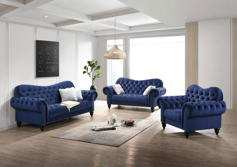 Great 2-PC Living Room in Blue Velvet