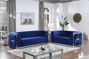 Incredible look, 2-pc Velvet Living Room with chrome and acrylic frame