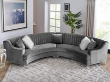 Load image into Gallery viewer, 2-pc Sectional in smooth gray Velvet fabric