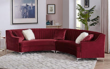 Load image into Gallery viewer, 2-pc Sectional in smooth burgundy Velvet fabric
