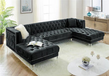 Load image into Gallery viewer, A spectacular 3-pc Sectional with a combo side-by-side Chaises in superior quality velvet fabric