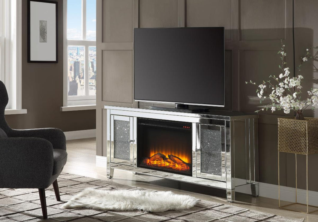 Glam Mirrored Fireplace/TV Stand-60'' Wide.