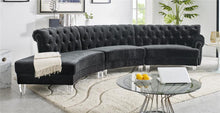 Load image into Gallery viewer, Beautiful Velvet 3-pc Sectional in black, and pink