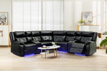 Load image into Gallery viewer, Spectacular Power Motion Leather Sectional in Black, with 2 Power Recliners and 2 Consoles