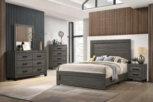 TransiContemporary style bedroom set in a nice weathered grey finish and very affordable