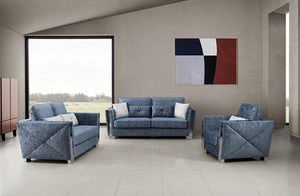 Very attractive 3-PC LIVING ROOM SET in Exquisite Blue Velvet Material