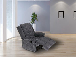 Very relaxing Glider Recliner in Champion Fabric and Dark Gray color.