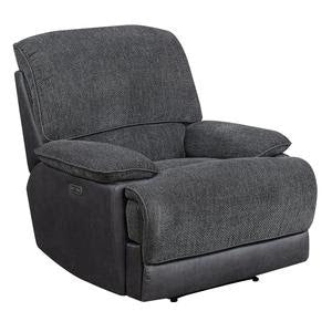 Gray Plush Upholstery Power Recliner with Power Head Rest