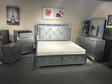 Load image into Gallery viewer, &quot;Glam in the Bling&quot; 5-pc silver led Bedroom Set with Storage Drawers
